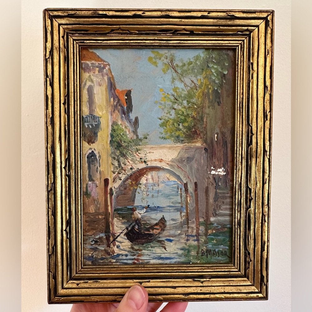 Boris Major Signed Original Art Framed Edward Gross Co Gondola Canals Venice